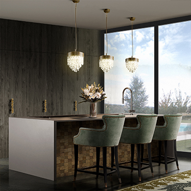 DUKONO COUNTER STOOL, NAICCA PENDANT LIGHT, BELIZE CABINET HANDLE